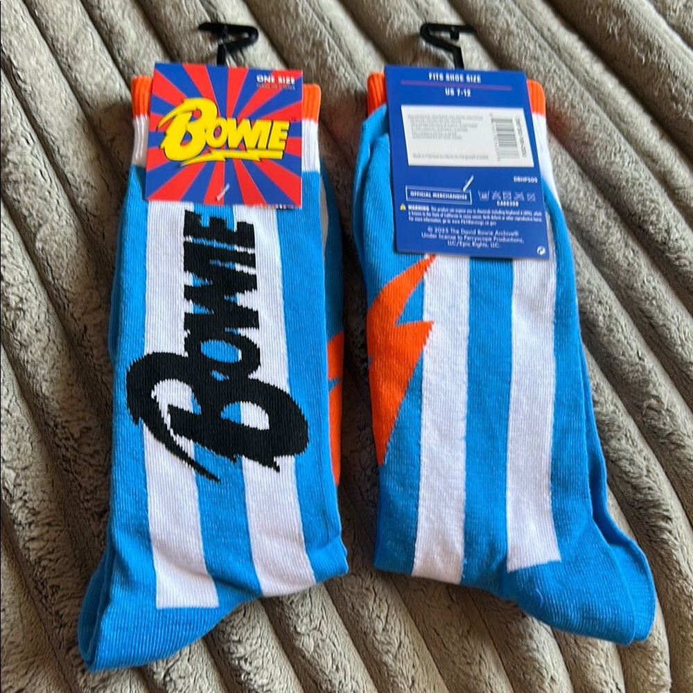 NWT Officially Licensed David Bowie Socks One Pair Unisex Size US 7-12